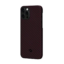 Клип-кейс (накладка) Pitaka MagEZ Case для Apple iPhone 12 Pro Max кевлар (арамид), чёрно-красный (полоска)