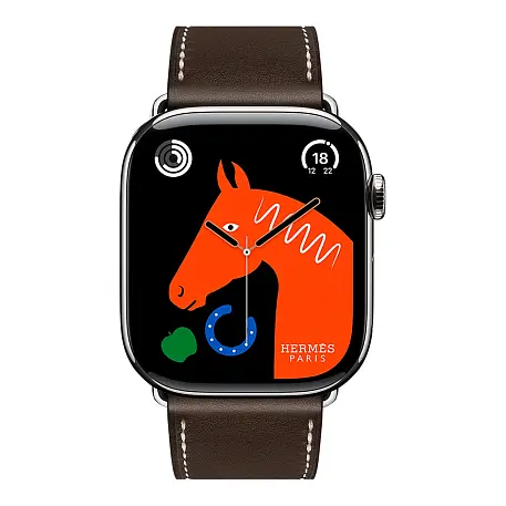 Умные часы Apple Watch Hermes Series 11 46mm GPS + Cellular Silver Titanium Case Ebene Single Tour Deployment Buckle Strap (with Orange Hermès Sport band) - 2