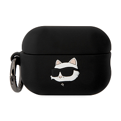 Кобура CG Mobile Lagerfeld Silicone Case With Ring для Apple AirPods Pro 2 силикон, "NFT 3D Choupette" чёрный