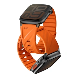 Спортивный ремешок UNIQ Fluo для Apple Watch 38 / 40 / 41 / 42 / 44 / 45 / 46 / 49mm каучук оранжевый