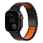 Блочный браслет UNIQ Strova Flex для Apple Watch 44 / 45 / 46 / 49mm сталь, силикон чёрный, оранжевый