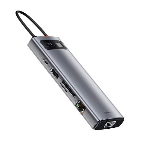 Адаптер-разветвитель для компьютера Baseus Metal Gleam Series/Starjoy (USB3.0+PD+HDMI+SD/TF+RJ45+VGA) (9в1) - 3