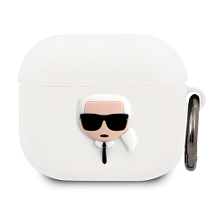 Кобура CG Mobile Lagerfeld Silicone Case With Ring для Apple AirPods 3 силикон, "Karl" белый