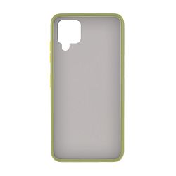 Клип-кейс (накладка) Shell для Samsung Galaxy A12 / M12 пластик, затемнённый с зелёной рамкой