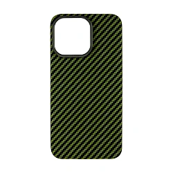 Клип-кейс (накладка) K-DOO Kevlar для Apple iPhone 13 Pro (Уценка) чёрно-зелёный (полоска)