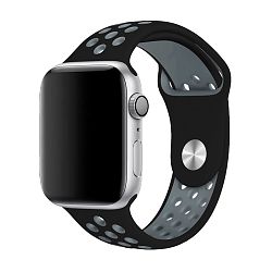 Спортивный ремешок Nike для Apple Watch 38 / 40 / 41 / 42mm фторэластомер чёрный с серым