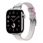 Умные часы Apple Watch Hermes Series 11 42mm GPS + Cellular Silver Titanium Case Gris Single Tour Platine/Mauve Twill Jump Attelage Strap (with Orange Hermès Sport band)