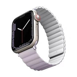 Магнитный браслет UNIQ Revix для Apple Watch 44 / 45 / 46 / 49mm (Уценка) сиреневый-белый (отличное состояние, выцвела упаковка)