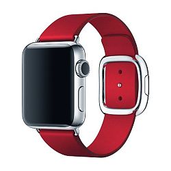 Ремешок с современной пряжкой для Apple Watch 44 / 45 / 46 / 49mm кожа красный