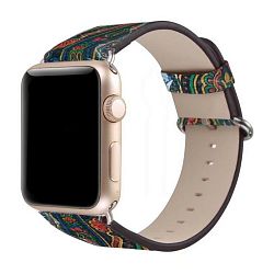 Ремешок Classic для Apple Watch 38 / 40 / 41 / 42mm кожа рисунок "пейсли"