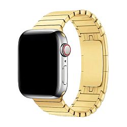 Блочный браслет (застёжка "бабочка") для Apple Watch 38 / 40 / 41 / 42mm сталь золотой