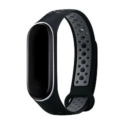 Спортивный ремешок Nike для Mi Band 5 / 6 / 7 силикон чёрный с серым