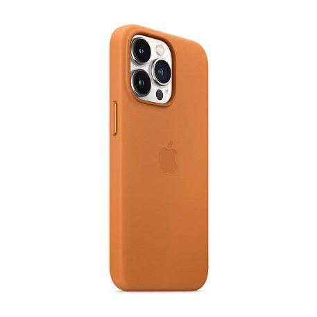 Клип-кейс (накладка) Apple Leather Case MagSafe для Apple iPhone 13 Pro (Уценка) Golden Brown (хорошее состояние, точки на чехле) - 2