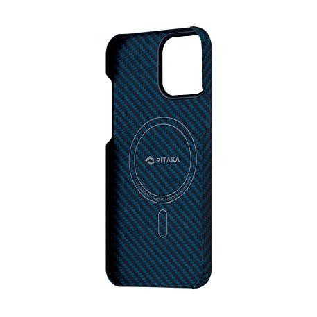 Клип-кейс (накладка) Pitaka MagEZ Case 2 для Apple iPhone 13 Pro Max кевлар (арамид), чёрно-синий (полоска) - 3