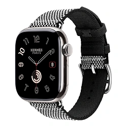 Умные часы Apple Watch Hermes Series 11 42mm GPS + Cellular Silver Titanium Case Noir/Ecru Single Tour Toile H Strap