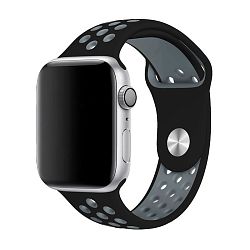 Спортивный ремешок Nike для Apple Watch 44 / 45 / 46 / 49mm фторэластомер чёрный с серым