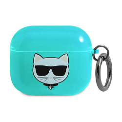 Кобура CG Mobile Lagerfeld TPU With Ring для Apple AirPods 3 силикон, "Choupette" бирюзовый