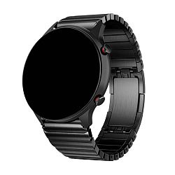 Блочный браслет ZN15 (застёжка "бабочка") для Samsung Watch 22mm титан чёрный (закругленные звенья)