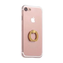 Клип-кейс (накладка) Hoco Metal Finder Ring для Apple iPhone 7 / 8 / SE 2020 / 2022 силикон, прозрачный с золотым кольцом