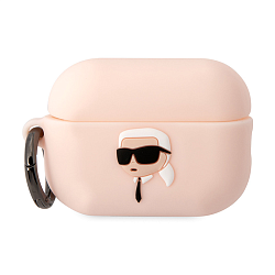 Кобура CG Mobile Lagerfeld Silicone Case With Ring для Apple AirPods Pro 2 силикон, "NFT 3D Karl" розовый