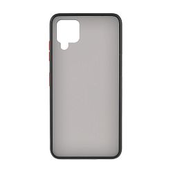 Клип-кейс (накладка) Shell для Samsung Galaxy A12 / M12 пластик, затемнённый с чёрной рамкой