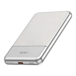 Внешний аккумулятор с беспроводной зарядкой WIWU Silver Seraph Alloy Unibody Power Bank 5000 мАч 20 Вт серебристый