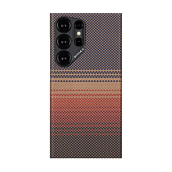 Клип-кейс (накладка) Pitaka Fusion Weaving MagEZ Case 4 для Samsung Galaxy S24 Ultra кевлар (арамид), "закат"