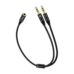 Аудиокабель Hoco UPA07 (3.5mm mini Jack x2 to 3.5mm mini Jack), чёрный