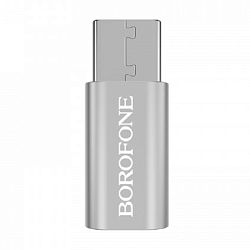 Адаптер-переходник Borofone BV5 (Micro USB to Lightning), серебристый