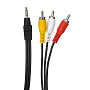 Аудиокабель Telecom 3RCA - 3.5 mm jack 1.5 м, чёрный - 1