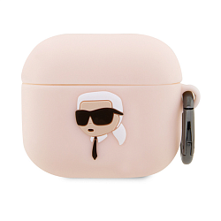 Кобура CG Mobile Lagerfeld Silicone Case With Ring для Apple AirPods 3 силикон, "NFT 3D Karl" розовый