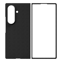 Клип-кейс (накладка) uBear Supreme Mag Case для Samsung Galaxy Z Fold 8 Ultra кевлар (арамид), чёрно-серый (полоска)