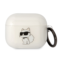 Кобура CG Mobile Lagerfeld TPU With Ring для Apple AirPods 3 силикон, "NFT 3D Choupette" прозрачный