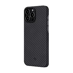 Клип-кейс (накладка) Pitaka AirCase для Apple iPhone 13 Pro Max кевлар (арамид), чёрно-серый (полоска)