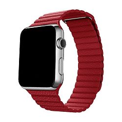 Магнитный ремешок для Apple Watch 44 / 45 / 46 / 49mm искусственная кожа красный