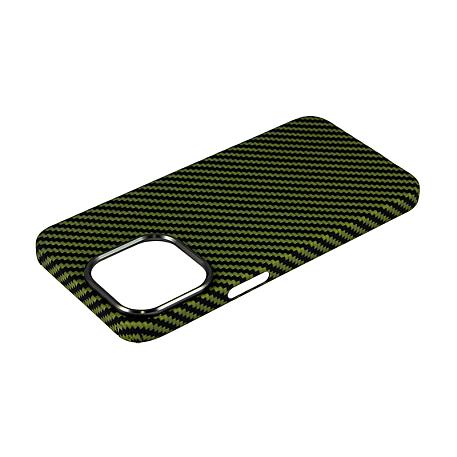 Клип-кейс (накладка) K-DOO Kevlar для Apple iPhone 13 Pro кевлар, чёрно-зелёный (полоска) - 4