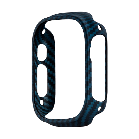 Чехол-бампер Pitaka AirCase для Apple Watch Ultra / Ultra 2 / Ultra 3 49mm кевлар (арамид), чёрно-синий (полоска) - 5