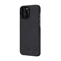 Клип-кейс (накладка) Pitaka AirCase для Apple iPhone 13 Pro кевлар (арамид), чёрно-серый (полоска)