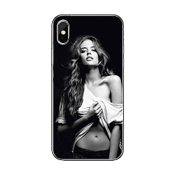 Клип-кейс (накладка) HK Design для Apple iPhone X / Xs силикон, "Девушка в майке"