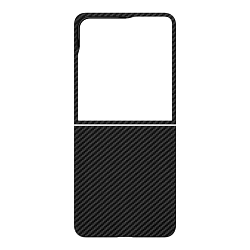 Клип-кейс (накладка) uBear Supreme Mag Case для Samsung Galaxy Z Flip 8 кевлар (арамид), чёрно-серый (полоска)
