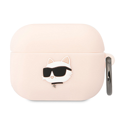 Кобура CG Mobile Lagerfeld Silicone Case With Ring для Apple AirPods Pro силикон, "NFT 3D Choupette" розовый