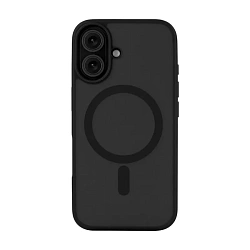 Клип-кейс (накладка) uBear Cloud Mag Case для Apple iPhone 16 полиуретан, поликарбонат, затемнённый с чёрной рамкой