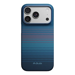 Клип-кейс (накладка) Pitaka Edge Case для Apple iPhone 18 Pro / 17 Pro кевлар (арамид), синий ("восход луны" 2.0) (KI1803P)