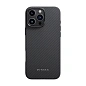 Клип-кейс (накладка) Pitaka Military-Grade Protective Case для Apple iPhone 16 Pro Max кевлар (арамид), чёрно-серый (узкая полоска)