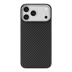 Клип-кейс (накладка) uBear Supreme Mag Case для Apple iPhone 18 Pro Max / 17 Pro Max кевлар (арамид), алюминий, чёрно-серый (полоска)