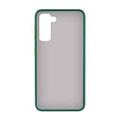 Клип-кейс (накладка) Shell для Samsung Galaxy S21 Plus пластик, затемнённый с тёмно-зелёной рамкой
