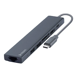 Адаптер-разветвитель для компьютера Deppa USB HUB 3.0 (7в1) серый