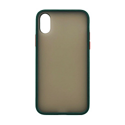 Клип-кейс (накладка) Shell для Apple iPhone Xr пластик, затемнённый с тёмно-зелёной рамкой