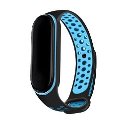 Спортивный ремешок Nike для Mi Band 5 / 6 / 7 силикон чёрный с голубым