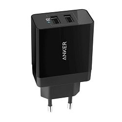 Сетевое зарядное устройство Anker PowerPort 2 24 Вт, чёрный